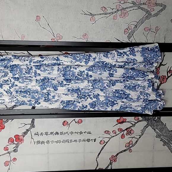 Reformation Nikita Olympia Blue White Floral Print Dress Size 10 - Picture 11 of 12